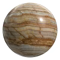 Sphere Component With Marble Texture And Striped Brown Beige Layers Design