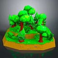 Vibrant Green Plants With Red Trunks In 3D Model Landscape Design 3d model