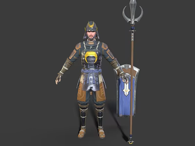 Modern game character Moonlight Samurai 3d model