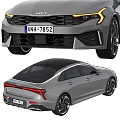 Gray KIA Sedan Car Front And Rear View With LED Lights And Alloy Wheels