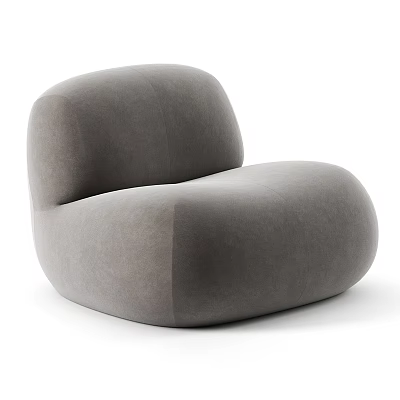 Modern Gray Single Sofa With Round Shape And Soft Comfortable Fabric 3d model