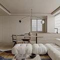 Modern Living And Dining Area With White Sofa Area Rug Dining Table And Chairs