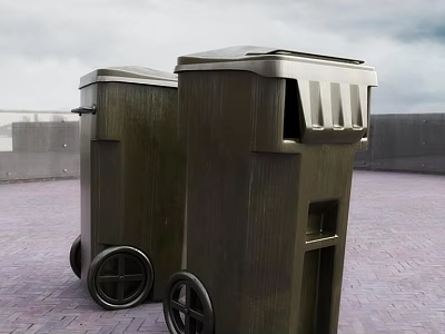 Public Outdoor Trash Bins With Wheels And Secure Lids For Urban Areas 3d model