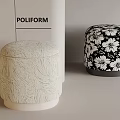 POLIFORM Modern Stools With Textured White And Black Floral Pattern Design 3d model