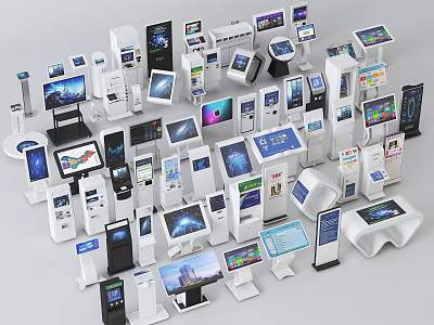 Diverse Computer Products Display Including Tablets Monitors Kiosks And All in One PCs 3d model
