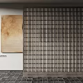 Modern Decorative Partition With Lattice Design For Interior Space And Tile Floor 3d model