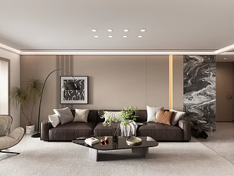 Italian minimalist sofa background wall 3d model