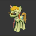 Pony Toy Figure with Yellow Mane Tail Green Eyes Sunglasses Red Necktie Blue V Pattern