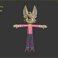 Cute Cartoon Rabbit Character With Large Ears Pink Jacket Blue Pants And Red Eyes