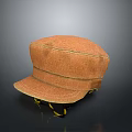 Orange Linen Flat Brim Hat With Double Stitch Detail Casual Fashion Accessory