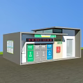 Outdoor Waste Sorting Recycling Station With Colored Bins And Clear Signage