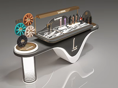 Lancôme Mall Store Modern Cosmetics Counter With Curved Design And Decorative Elements 3d model