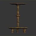 Golden Two Tier Round Tray Table With Decorative Stand For Home Living
