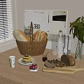 Breakfast Food Bread Coffee 3d model