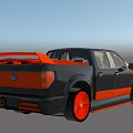 Black and Orange Custom Pickup Truck With Sporty Body Kit and Alloy Wheels