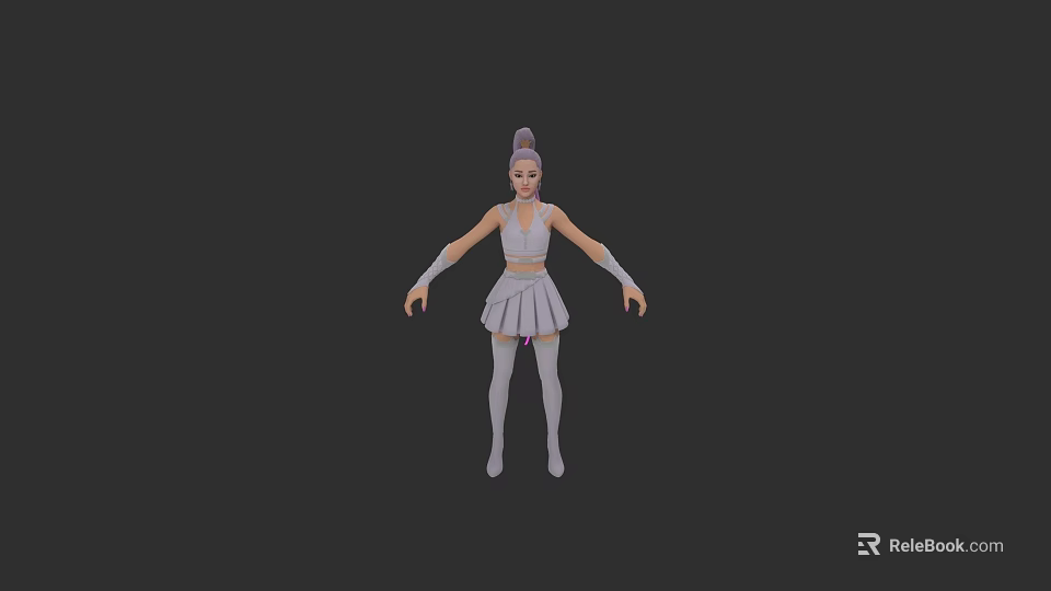 3D Rendered Woman With Bun Hairstyle In White Dress And Outstretched Arms 3d model 