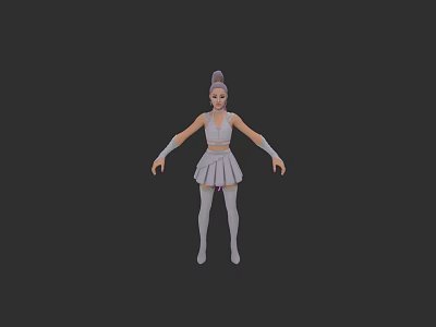 3D Rendered Woman With Bun Hairstyle In White Dress And Outstretched Arms 3d model
