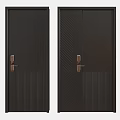 Black Security Doors With Textured Vertical Diagonal Patterns And Brass Handles For Home Safety