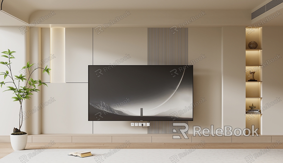 Modern TV Background Wall Cream Style TV Background Wall TV Cabinet TV model