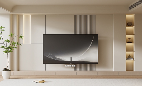 Modern TV Background Wall Cream Style TV Background Wall TV Cabinet TV 3d model