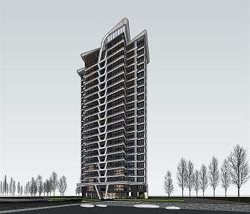 Modern Residential Building 3d model