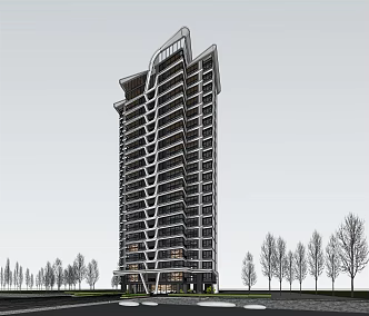Modern Residential Building 3d model