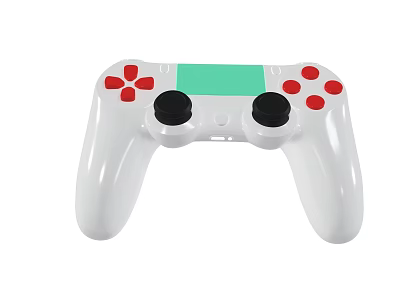 White Game Controller With Red Buttons Green Panel And Black Thumbsticks 3d model