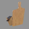 Cooking Tools Wooden Cutting Board With Three Kitchen Knives Red Handles
