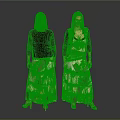 Woman In Patterned Long Dress With Black Jacket Front And Back View