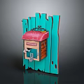 Decorative Small Storage Box With Teal Wooden Fence Pink Roof And Vintage Vine Decor