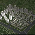 Aerial View Residential Master Plan With High Rise Buildings Low Rise Houses And Green Landscape