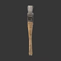 Three Old Brushes Of Various Sizes With Wooden Handles And Worn Bristles On White Background
