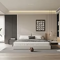 Modern Light Luxury Soft Upholstered Double Bed In Bright Cozy Minimalist Elegant Bedroom Interior Design