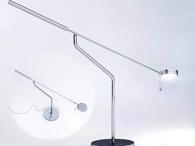 Modern Floor Lamp with Adjustable Chrome Arm Round Light Head and Black Base 3d model