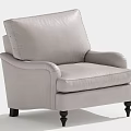 Modern Light Gray Leather Single Sofa With High Back Armrest And Black Legs 3d model