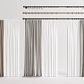 Brown White Gray Curtains With Decorative Curtain Rods For Home Interior