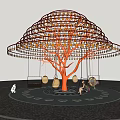 Modern Swing Blessing Tree Life Tree Arbor Net Celebrity Swing Sculpture Blessing Landscape Umbrella Landscape Tree Star Tree 3d model