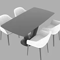 Modern Rectangular Dark Dining Table Set with Light Colored Chairs and Black Legs Minimalist Design 3d model