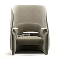 Modern Herringbone Fabric Privacy Chair With Adjustable Side Table For Comfortable Quiet Office Working Space