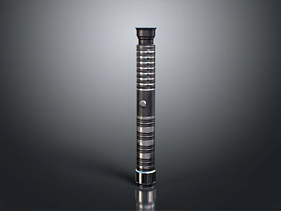 Tactical Modern Metal Cylindrical Weapon With Striped Design And Reflective Base 3d model