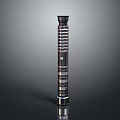 Tactical Modern Metal Cylindrical Weapon With Striped Design And Reflective Base 3d model