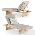 Modern Wooden Frame Lounge Chair With Gray Cushion And Patterned Pillow