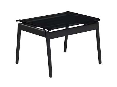 Modern Black Footstool With Sleek Metal Legs And Flat Surface 3d model