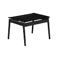 Modern Black Footstool With Sleek Metal Legs And Flat Surface