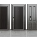 Sturdy Dark Colored Security Doors With Different Panel Designs Door Handles And Locks 3d model