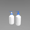Bathroom Accessories Two White Liquid Soap Bottles With Blue Dispenser Pumps