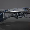 Futuristic Circular Spaceship 3D Model With Blue White Design And Transparent Cockpit