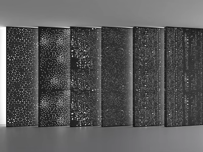 Modern Black Partition Wall Design With Perforated Panels And Textured Patterns 3d model