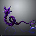 Purple Snake With Cat Ears Glowing Blue Tail Shiny Scales Fantasy 3D Render
