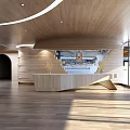 Shanghai University of Traditional Chinese Medicine Main Lobby With Modern Wooden Walls And Circular Lighting